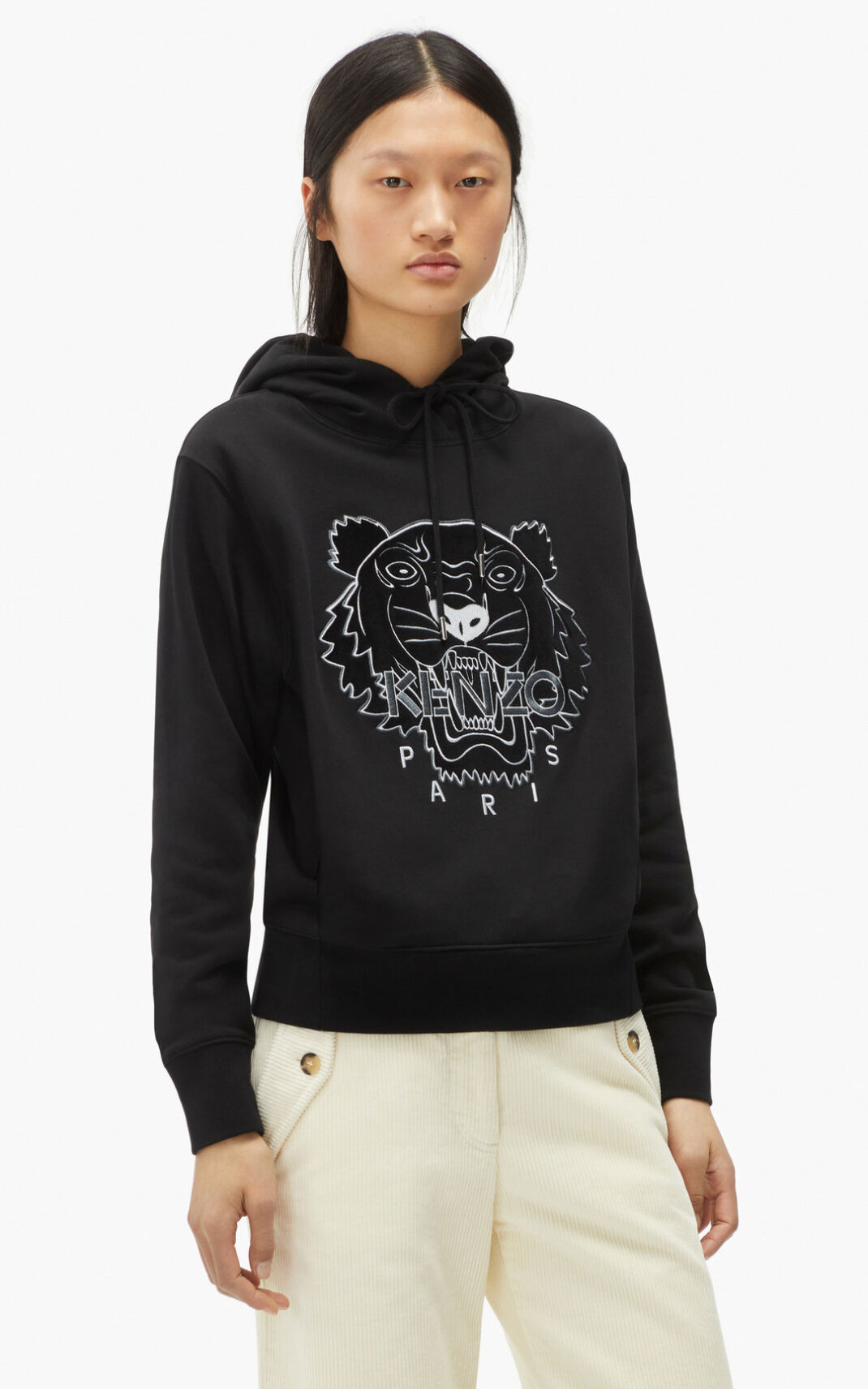 Kenzo The Vinter Capsule Tiger Hættetrøje Dame - Sort DK-593801